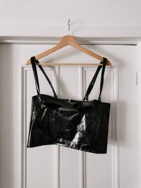 Patent faux leather crop top